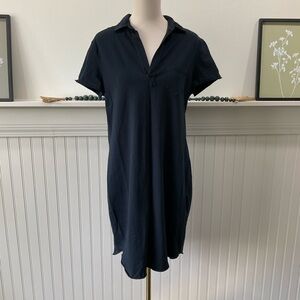 Frank & Eileen Navy Polo Shirt Dress Cotton Short Sleeve Minimalist Classic